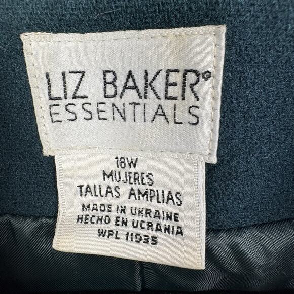 Vintage 90s Liz Baker Womens Wool Overcoat Long Forest Green Full Length Sz 18W - Picture 4 of 5